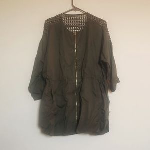 Army green short dress.